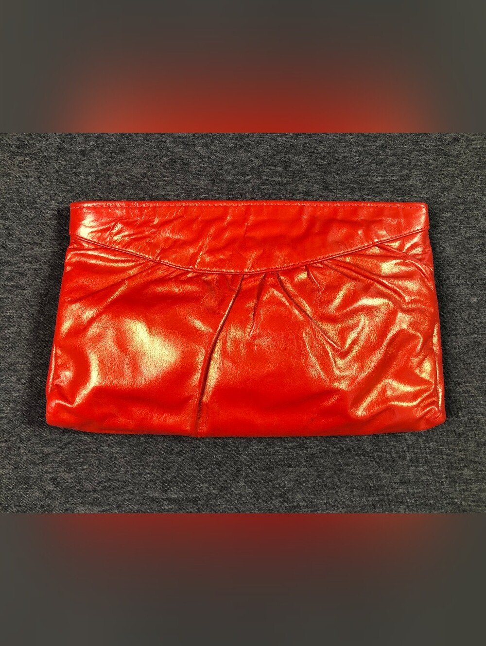 Vintage 70's Orange Leather Cluth Purse